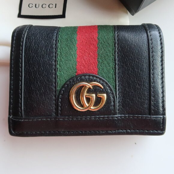 Gucci 100% Authentic Black Leather GG Ophidia Card Case Bifold Designer Wallet - Picture 4 of 16
